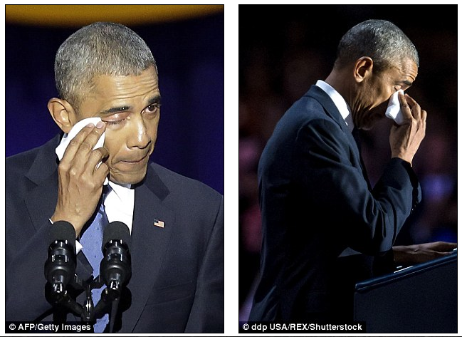 Обама прослезился от своей собственной прощальной речи, когда благодарил свою семью за поддержку (8 фото + 1 видео)
