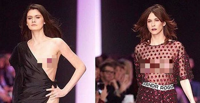 На Неделе моды в Москве на подиум вышла модель с обнаженной грудью (2 фото)