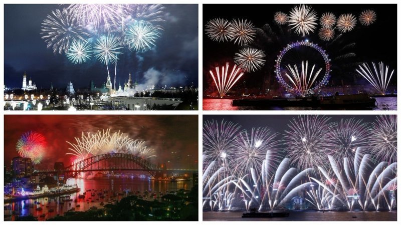 Новогодние фейерверки 2018 в разных странах (46 фото + 15 видео)