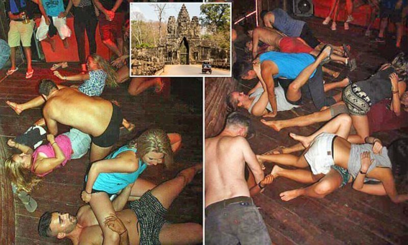 Группу туристов арестовали в Камбодже за «порнографический танец» (5 фото)