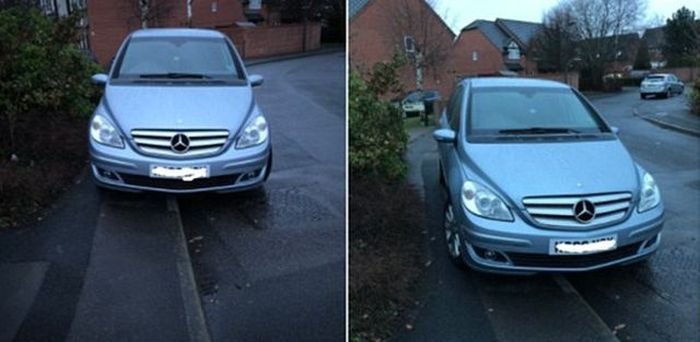 Устройство для борьбы с любителями парковаться на тротуаре придумали в Англии (4 фото + 1 видео + 1 гиф)