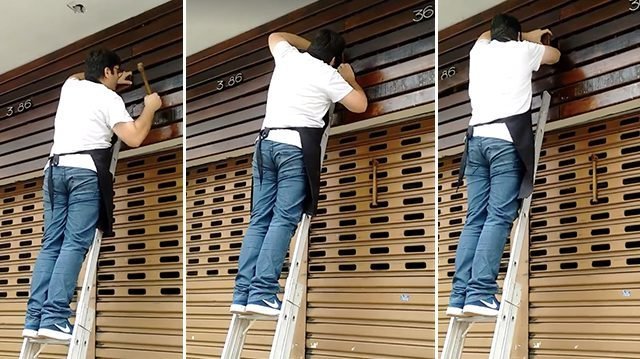 Чтобы спасти котенка, бразилец бросился ломать фасад чужого магазина (8 фото + 1 видео)
