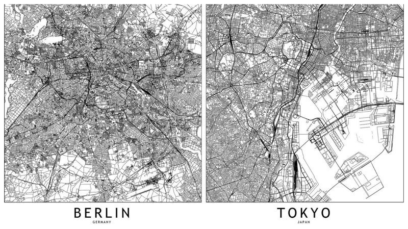 Контурные карты крупных городов мира (16 фото)
