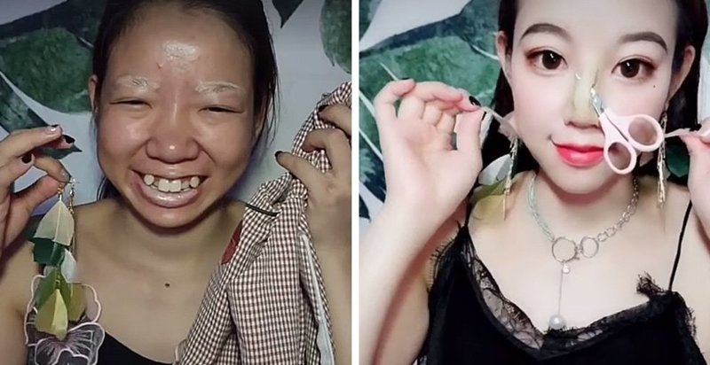 Сила макияжа: китаянка шокировала сеть своим преображение (15 фото + 1 видео)