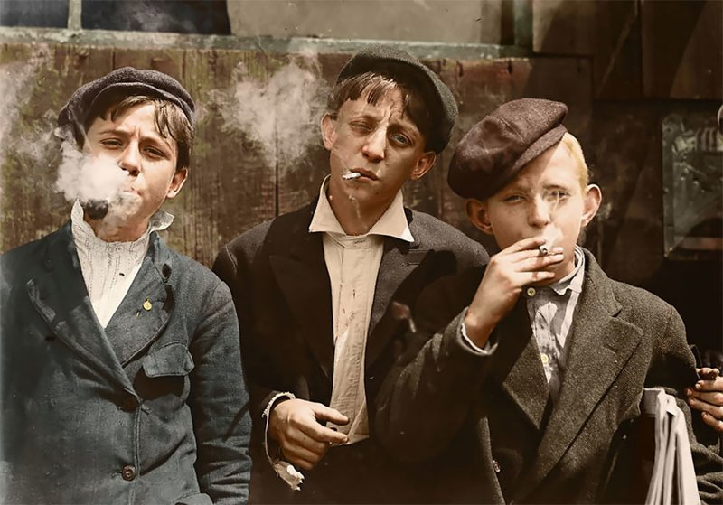 Детский труд в начале 20 века в США: старые фото в цвете (10 фото)