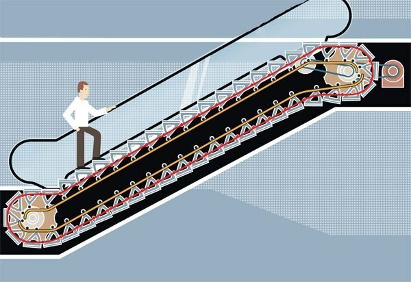 Кто придумал эскалатор, и как это работает (17 фото + 9 видео)