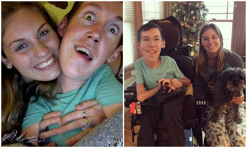 25-летняя девушка защищает отношения с парнем, который с детства прикован к инвалидному креслу (9 фото)