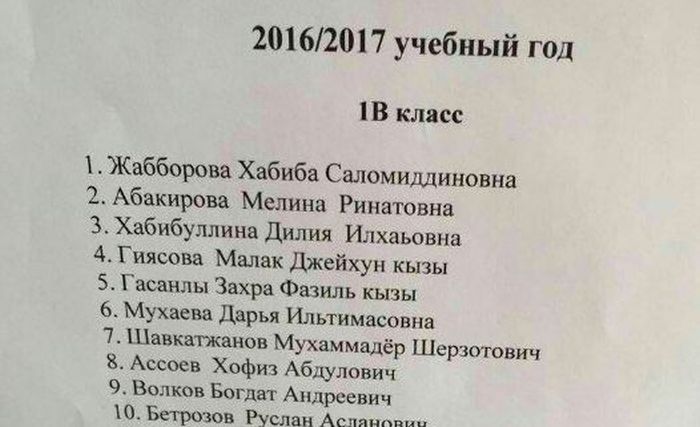 Пользователи сети возмутились списком учеников школы в Котельниках (2 фото)