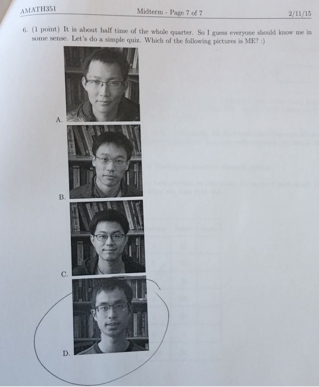 Преподаватель включил в тест по математике вопрос на знание своего лица (фото)